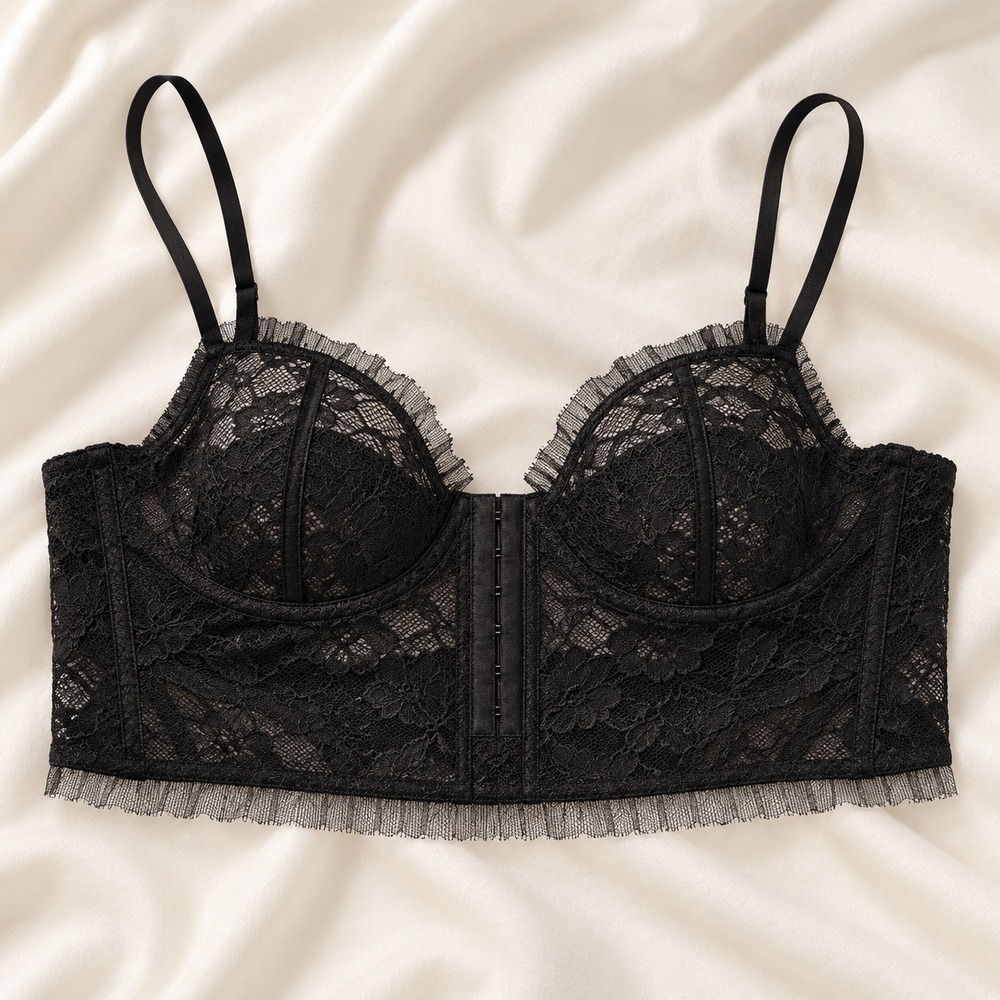 Wild Fable Corset Top Women Size M Black Lace Sequin Coquette Y2K